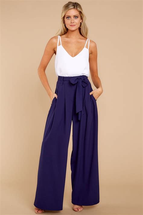 navy wide leg dress pants.